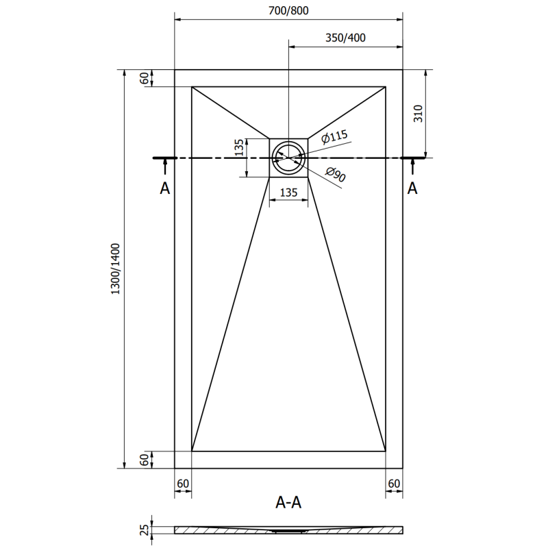 Mexen Stone+ brodzik compozit dreptunghiular 130 x 80 cm, gri-beton - 44618013