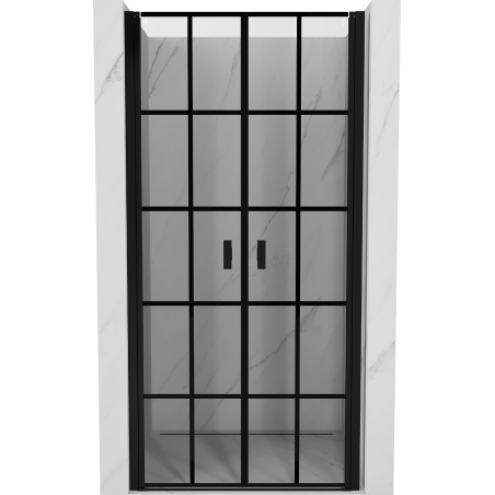 Mexen Mist uși de duș rabatabile 80 cm, grilaj negru, negru - 8A7-080-000-70-77