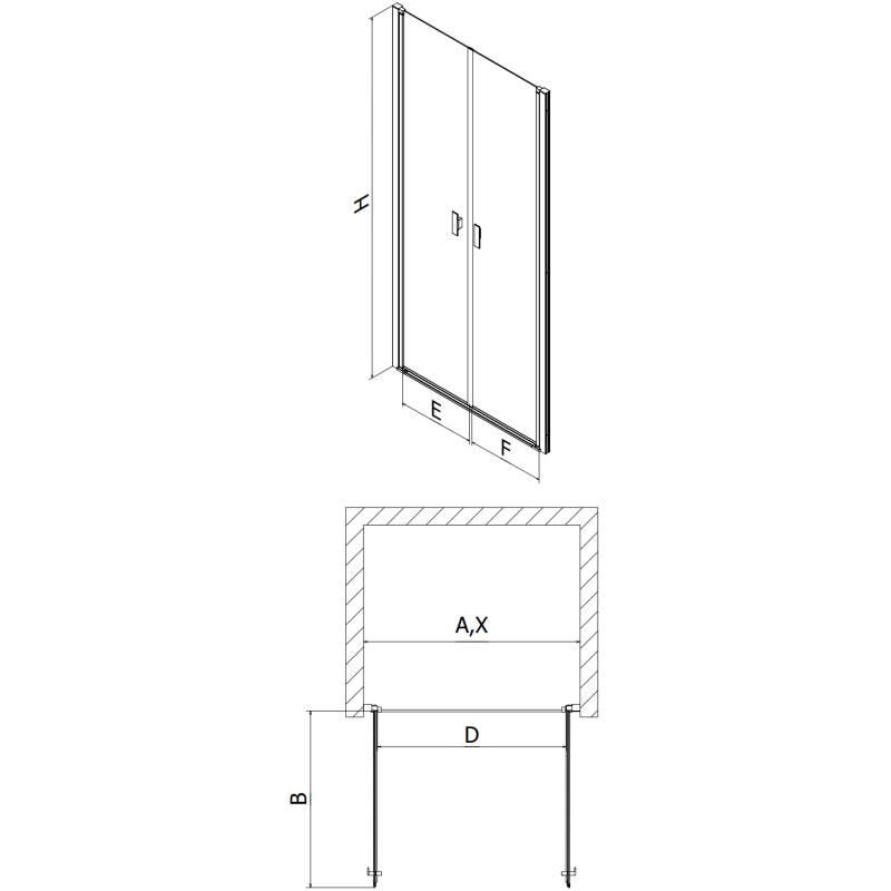 Mexen Mist ușă de duș pivotantă 95 cm, grilaj negru, negru - 8A7-095-000-70-77