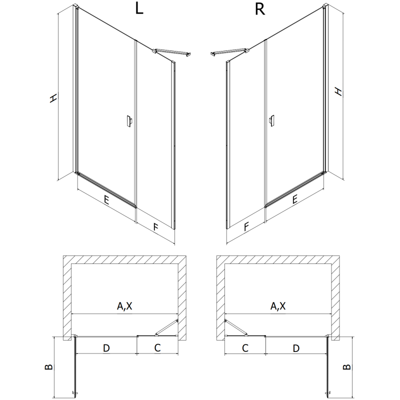 Mexen Mist-B ușă de duș batantă 115 cm, transparentă, auriu periat - 8A2-115-001-55-00