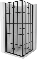 Mexen Mist-F Duo összecsukható zuhanykabin 100 x 100 cm, fekete rácsos, fekete - 8A6-100L-100P-70-77