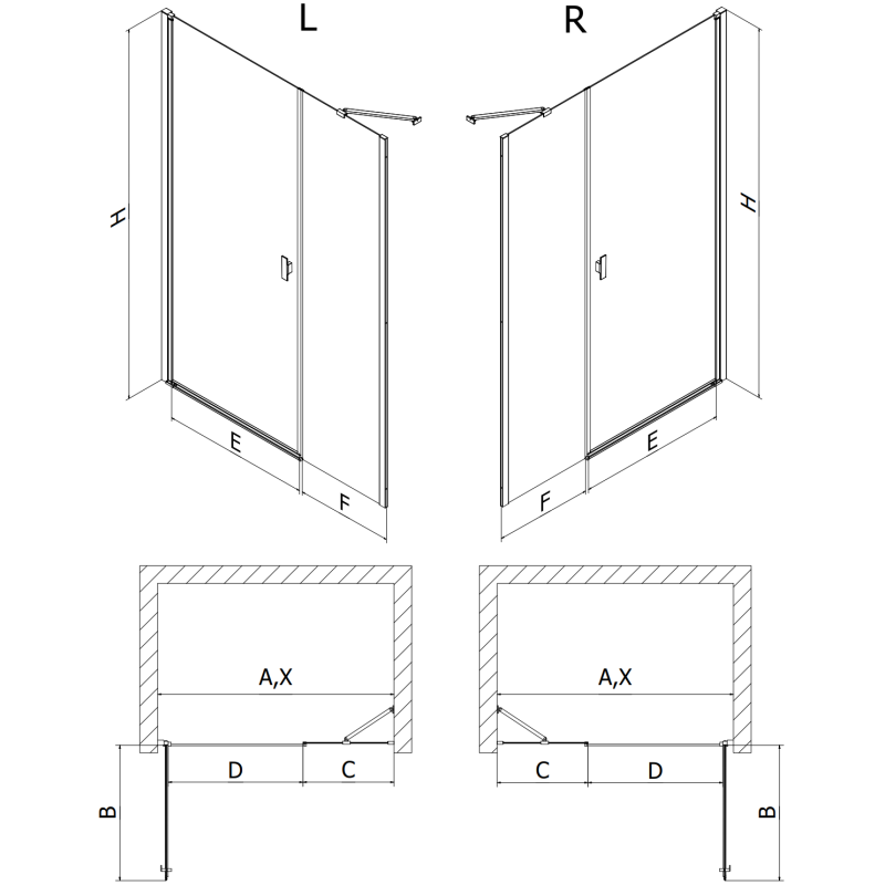 Mexen Mist-B ușă de duș batantă 110 cm, transparentă, cupru periat - 8A2-110-001-65-00