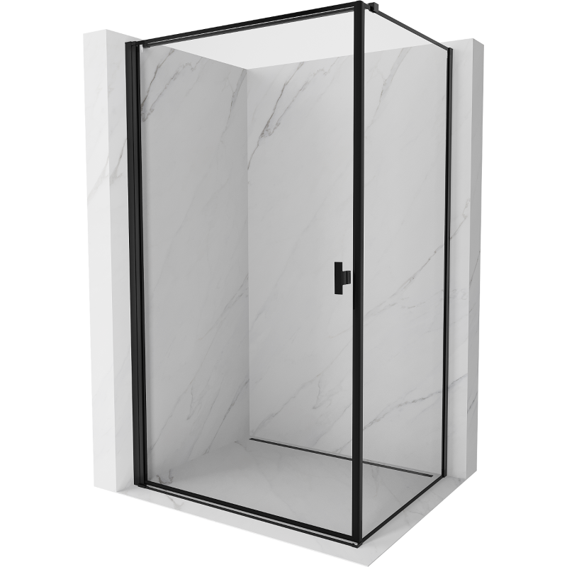 Mexen Mist-B cabină de duș batantă stânga 100 x 75 cm, cadru negru, negru - 8A2T-100-075-70-70-L