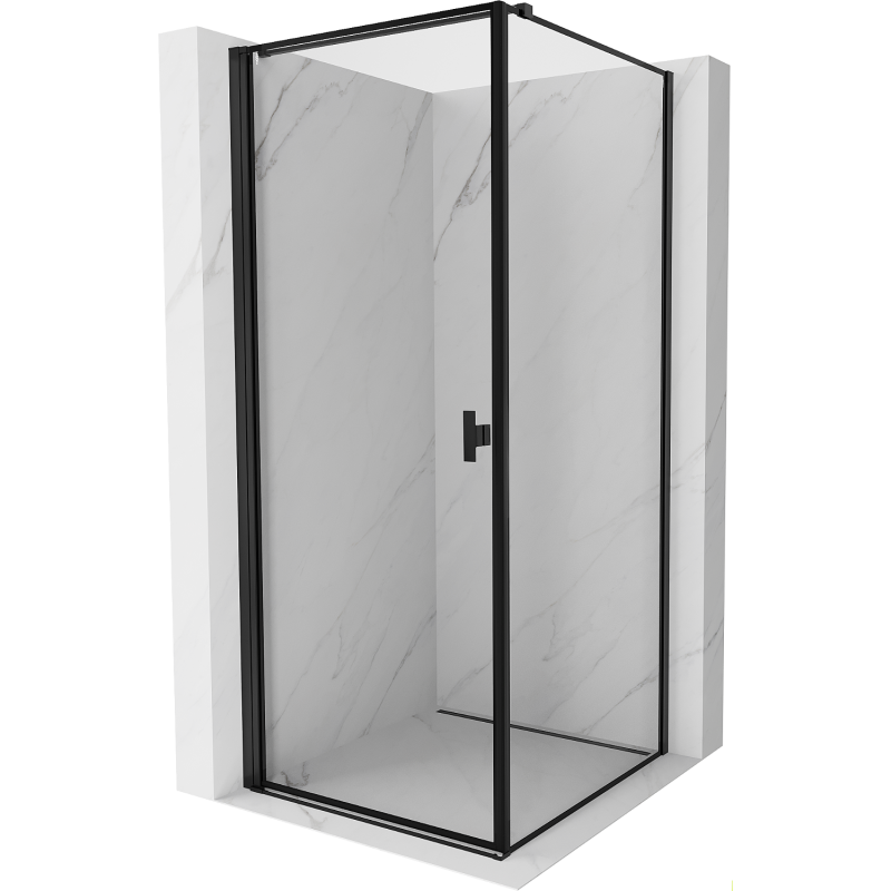 Cabină de duș Mexen Mist-B cu deschidere stânga 80 x 80 cm, cadru negru, negru - 8A2T-080-080-70-70-L