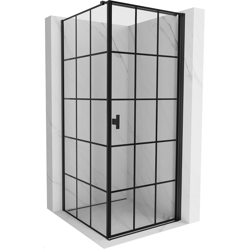 Mexen Mist-B cabină de duș cu ușă batantă dreaptă 80 x 80 cm, grilaj negru, negru - 8A2T-080-080-70-77-P