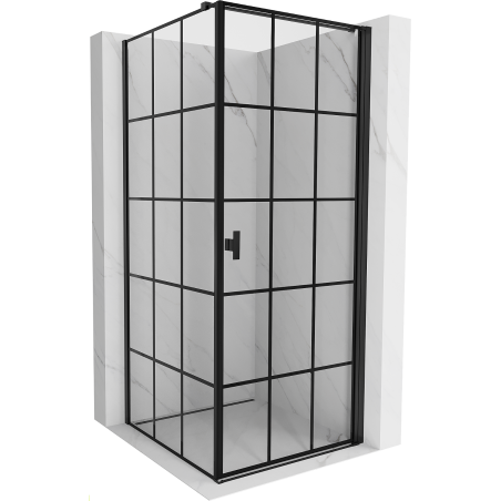 Mexen Mist-B cabină de duș cu ușă batantă dreaptă 80 x 80 cm, grilaj negru, negru - 8A2T-080-080-70-77-P