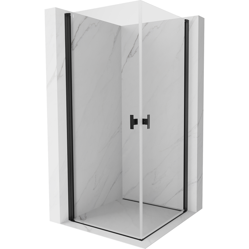 Cabină de duș pivotantă Mexen Mist-B Duo 95 x 95 cm, transparentă, neagră - 8A2-095-095-70-00