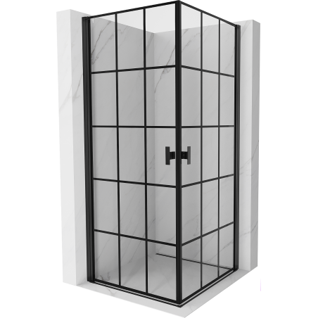 Cabină de duș balansoar Mexen Mist-B Duo 80 x 80 cm, grilaj negru, negru - 8A2-080L-080P-70-77