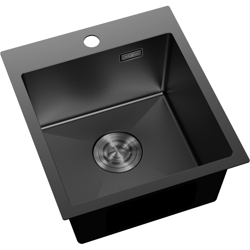 Mexen Solix egymedencés acél mosogató 400 x 450 mm, fekete - 6401401000-70