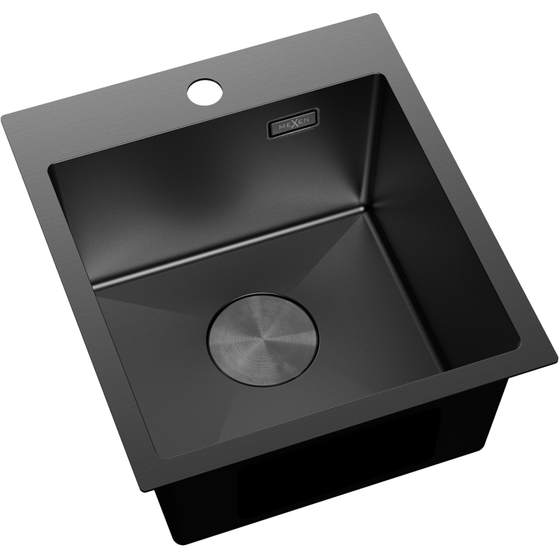 Mexen Solix chiuvetă de bucătărie din oțel inoxidabil cu 1 cuvă, 400 x 450 mm, negru - 6401401000-70
