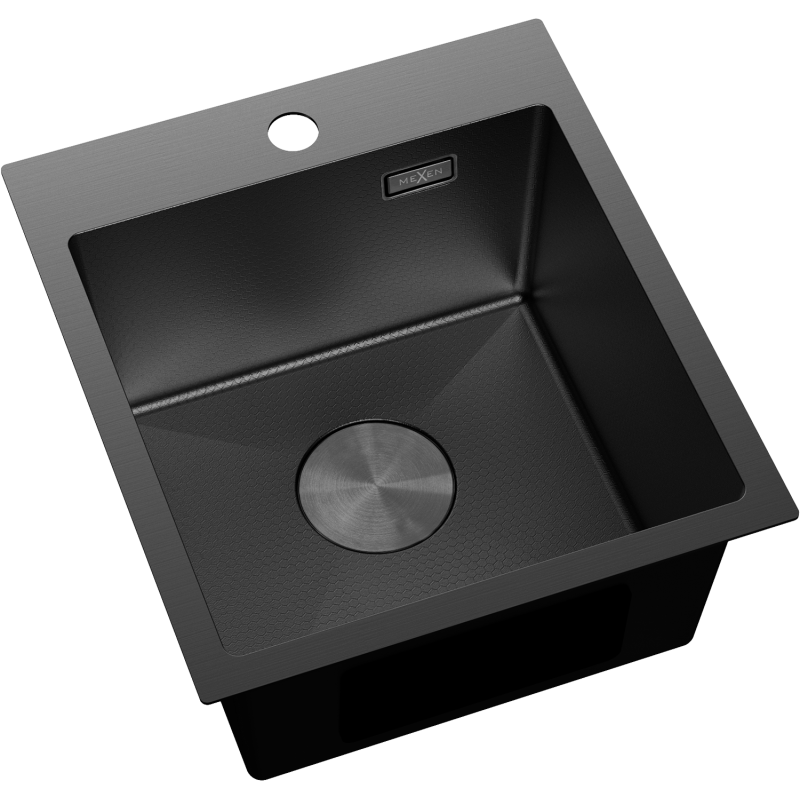 Mexen Solix 1-medencés rozsdamentes acél mosogató 400 x 450 mm, fekete HC - 6401401000-70HC