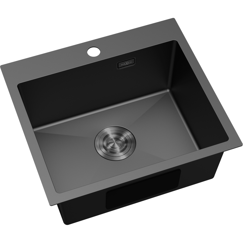 Mexen Solix acél mosogató 1 rekeszes 500 x 450 mm, fekete - 6402501000-70