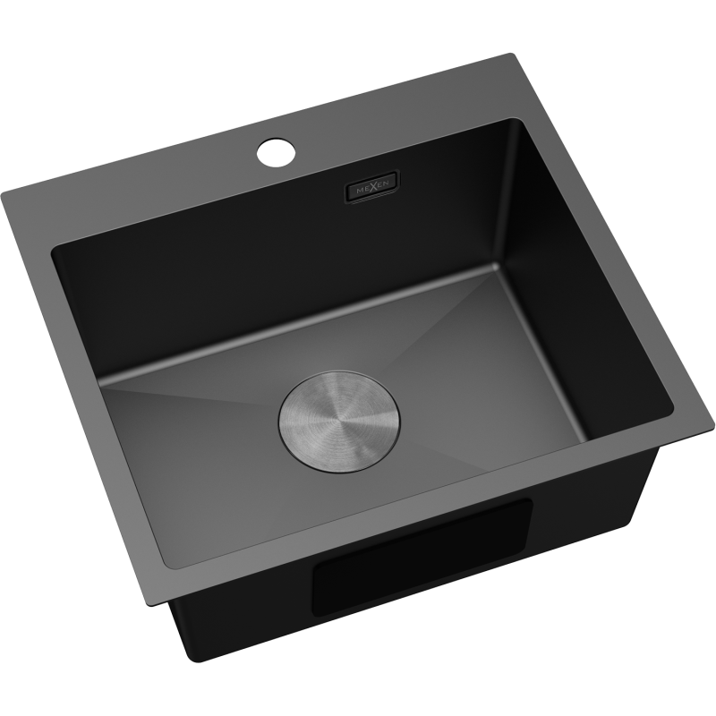 Mexen Solix acél mosogató 1 rekeszes 500 x 450 mm, fekete - 6402501000-70