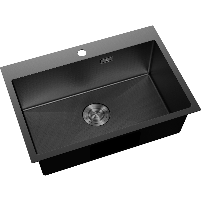 Mexen Solix 1-medencés rozsdamentes acél mosogató 650 x 450 mm, fekete HC - 6403651000-70HC