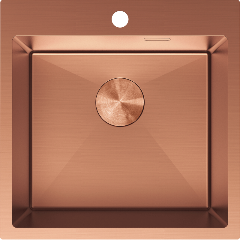 Mexen Solix rozsdamentes acél mosogató, egymedencés, 500 x 500 mm, réz - 6407501000-65