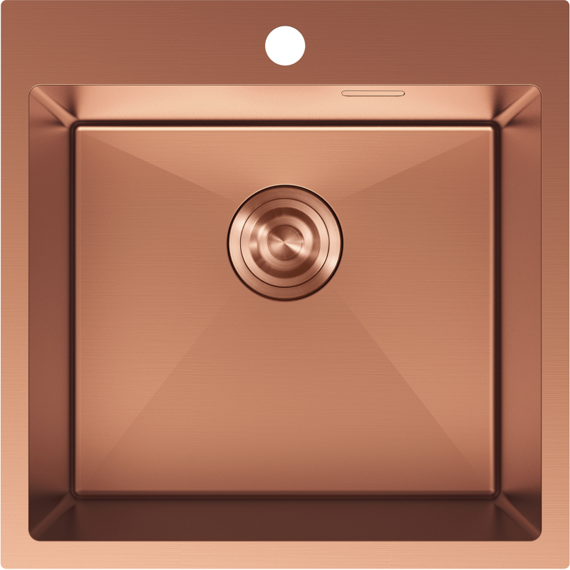 Mexen Solix rozsdamentes acél mosogató, egymedencés, 500 x 500 mm, réz - 6407501000-65