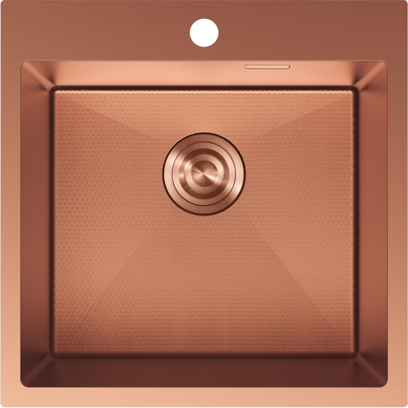 Mexen Solix 1 rekeszes rozsdamentes acél mosogató 500 x 500 mm, réz HC - 6407501000-65HC