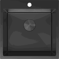 Mexen Solix 1 rekeszes rozsdamentes acél mosogató 500 x 500 mm, fekete - 6407501000-70