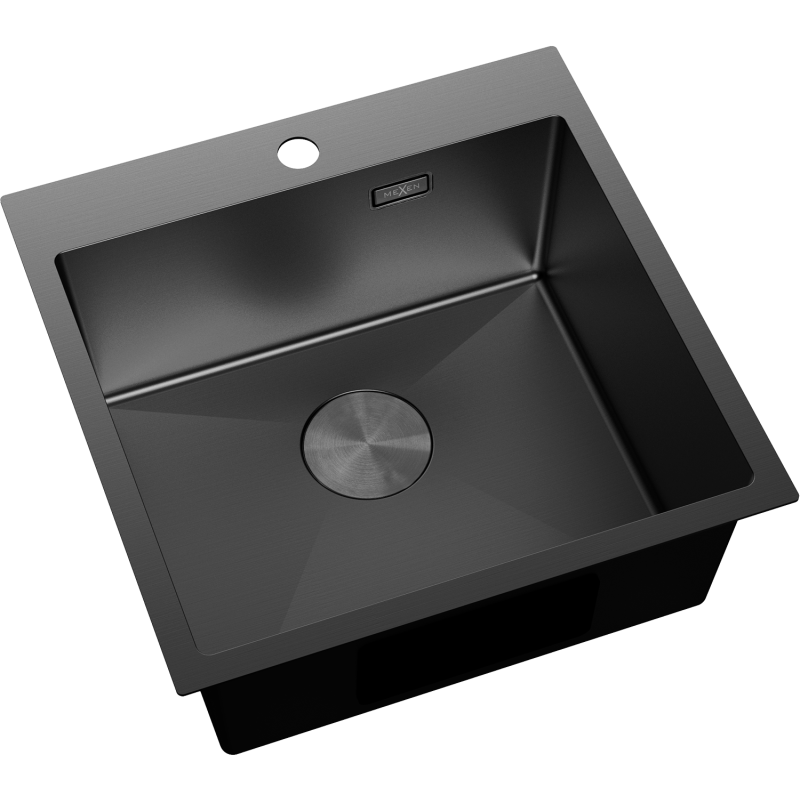 Mexen Solix 1 rekeszes rozsdamentes acél mosogató 500 x 500 mm, fekete - 6407501000-70