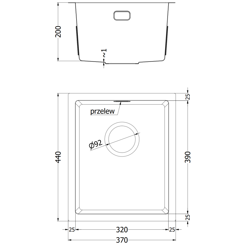 Mexen Trixo rozsdamentes acél mosogató 1-medencés 370 x 440 mm, arany - 6412371000-55