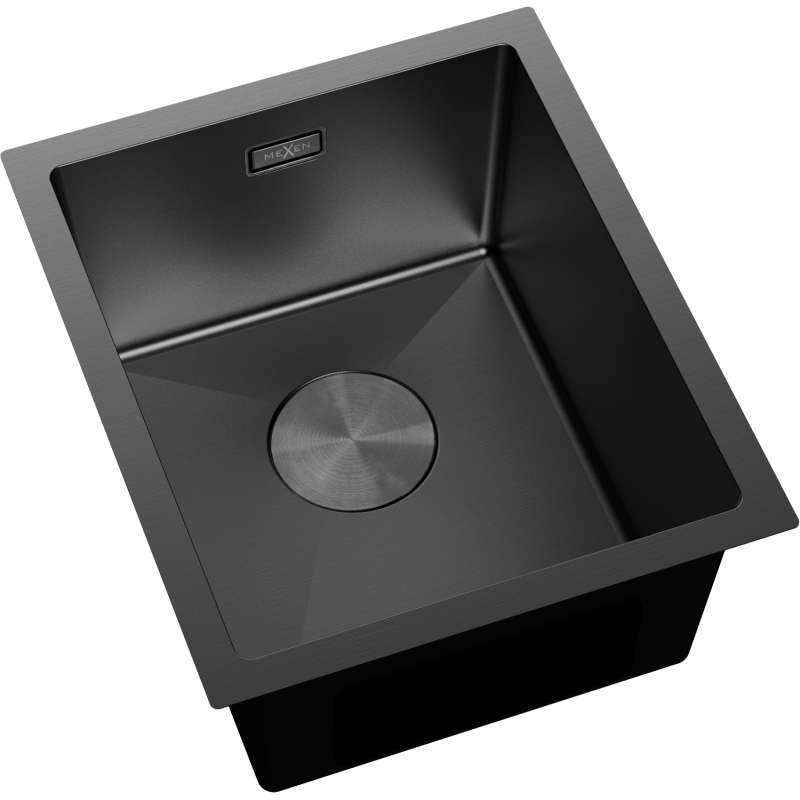 Mexen Trixo chiuvetă de bucătărie din inox 1 compartiment 370 x 440 mm, negru - 6412371000-70