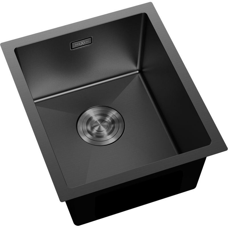 Mexen Trixo chiuvetă de bucătărie din inox 1 compartiment 370 x 440 mm, negru - 6412371000-70