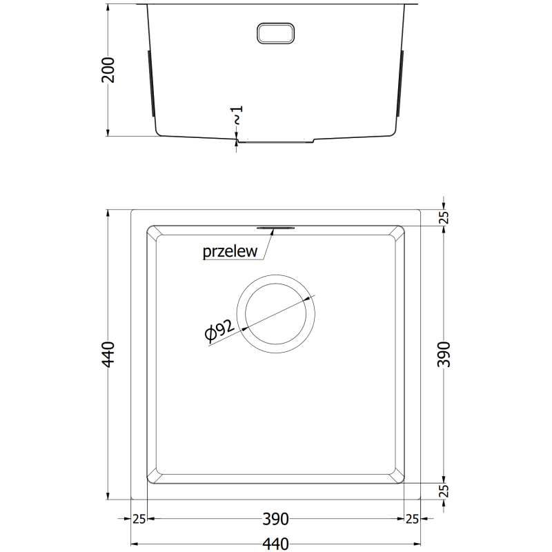 Mexen Trixo chiuvetă din oțel inoxidabil cu 1 cuvă 440 x 440 mm, cupru - 6413441000-65