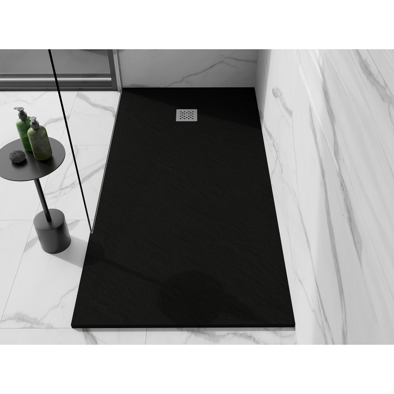Mexen Stone+ téglalap alakú kompozit zuhanytálca 180 x 70 cm, fekete - 44707018