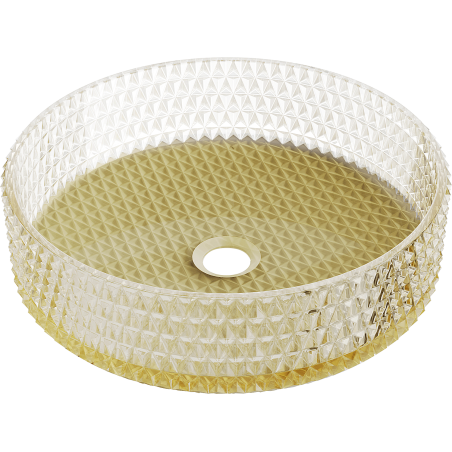Mexen Aura chiuvetă de sticlă deasupra blatului 39 x 39 cm, transparent/auriu - 24013951