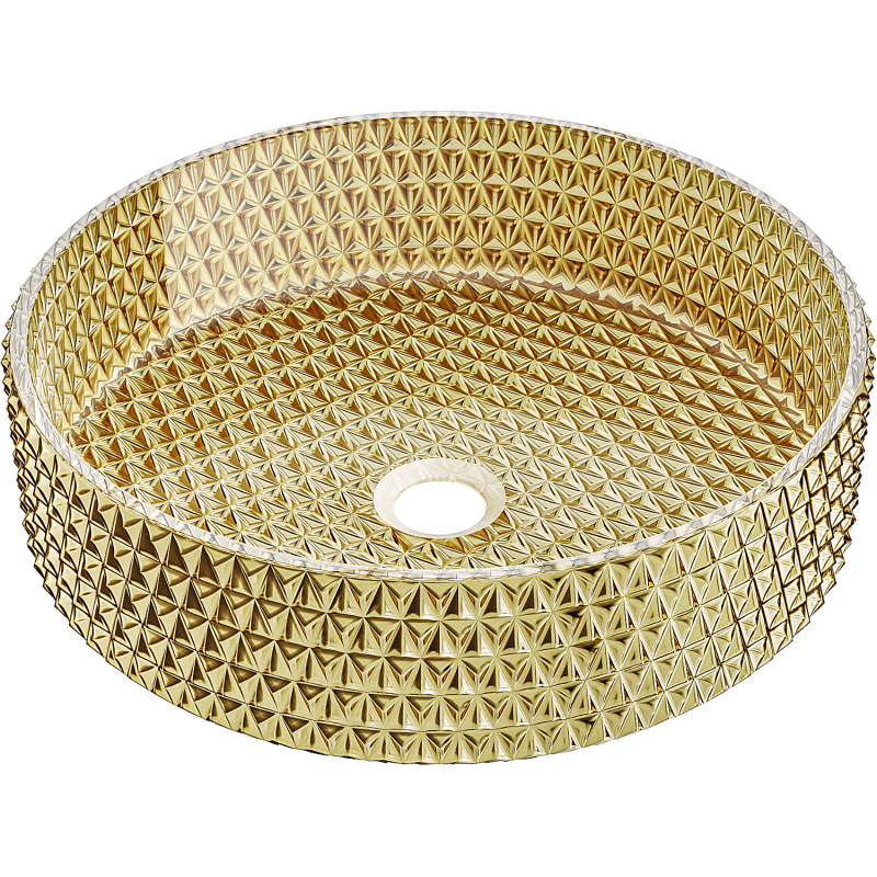 Mexen Aura lavoar de sticlă pe blat 39 x 39 cm, auriu - 24013952