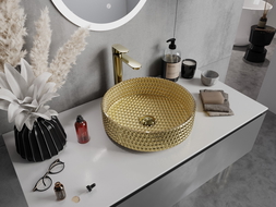 Mexen Aura chiuvetă de sticlă pe blat 39 x 39 cm, aurie - 24013952