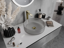 Mexen Aura üveg mosdókagyló pultra helyezhető 39 x 39 cm, szürke - 24013966