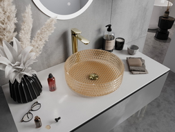 Mexen Aura üveg pultra szerelhető mosdó 39 x 39 cm, rózsaarany - 24013968