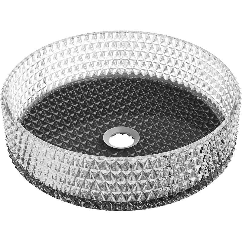 Mexen Aura üveg mosdókagyló pultra helyezhető 39 x 39 cm, átlátszó/fekete - 24013971