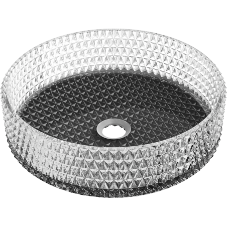 Mexen Aura üveg mosdókagyló pultra helyezhető 39 x 39 cm, átlátszó/fekete - 24013971