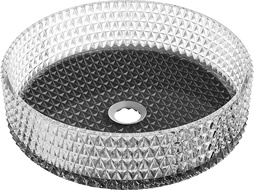 Mexen Aura üveg mosdókagyló pultra helyezhető 39 x 39 cm, átlátszó/fekete - 24013971