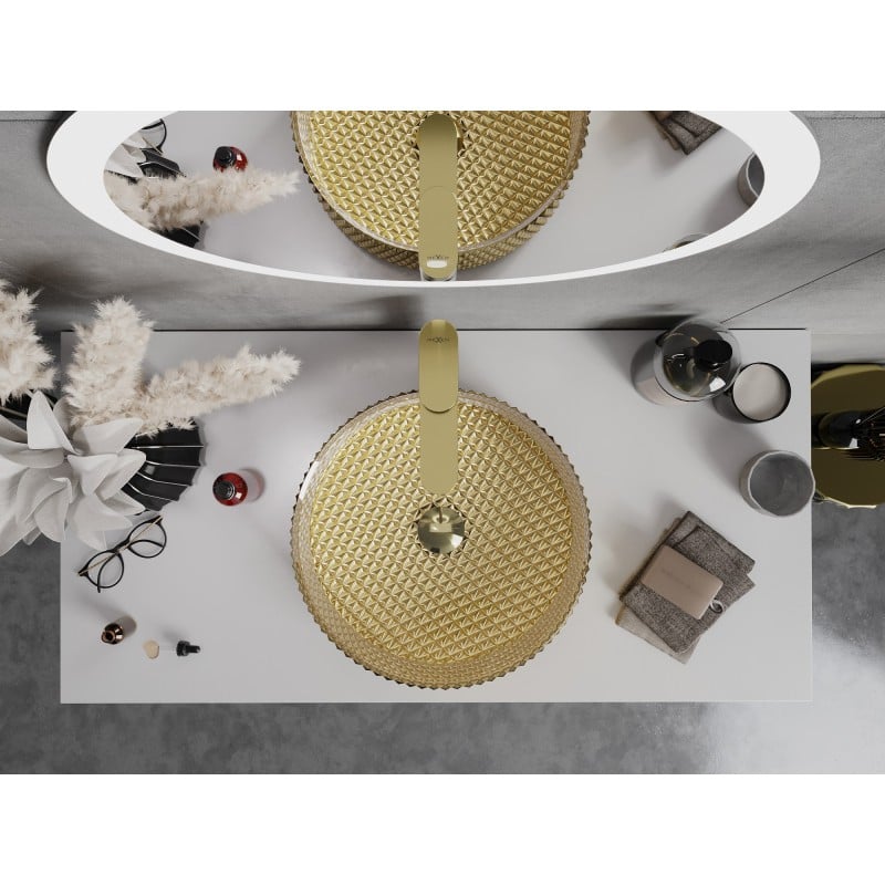 Mexen Aura chiuvetă de sticlă pe blat 39 x 39 cm, aurie - 24013952