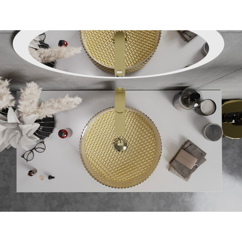 Mexen Aura üvegből készült asztali mosdókagyló 39 x 39 cm, arany - 24013952