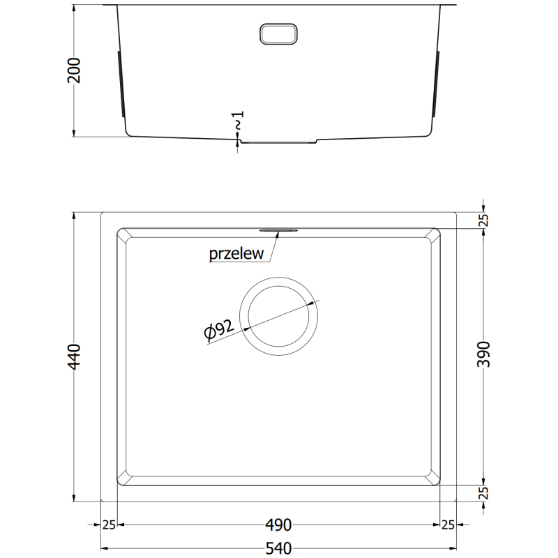 Mexen Trixo chiuvetă de bucătărie din oțel inoxidabil cu o singură cuvă 540 x 440 mm, auriu HC - 6414541000-55HC