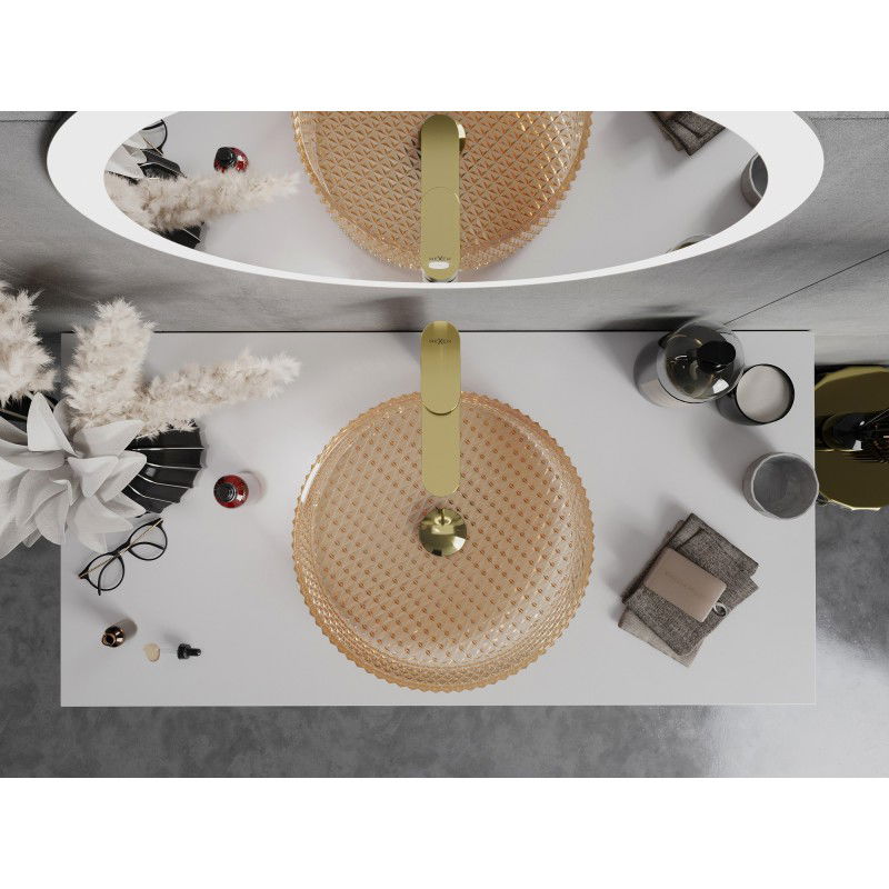 Mexen Aura chiuvetă de sticlă pe blat 39 x 39 cm, aur roz - 24013968