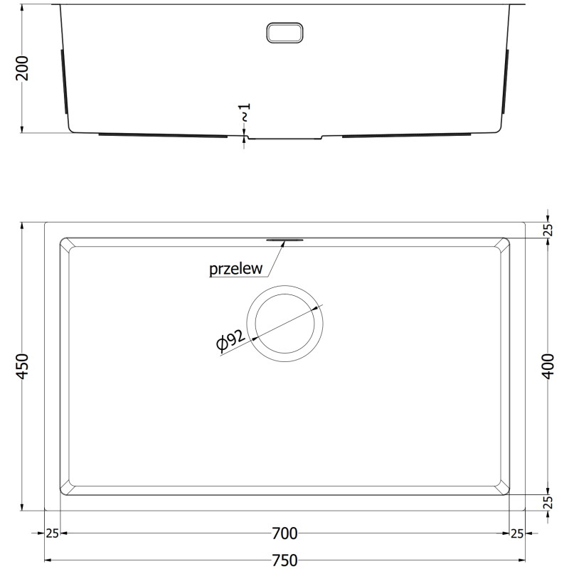 Mexen Trixo 750 x 440 mm-es, 1-medencés rozsdamentes acél mosogató, réz HC - 6415751000-65HC