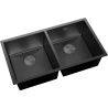 Mexen Binox chiuvetă de bucătărie din oțel cu 2 cuve, 800 x 450 mm, neagră HC - 6421802000-70HC