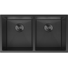 Mexen Binox chiuvetă de bucătărie din oțel cu 2 cuve, 800 x 450 mm, neagră HC - 6421802000-70HC