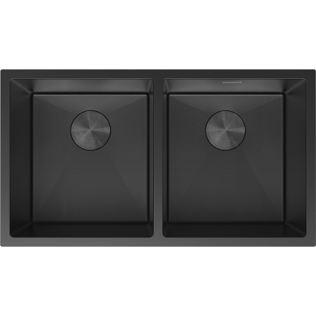 Mexen Binox chiuvetă de bucătărie din oțel cu 2 cuve, 800 x 450 mm, neagră HC - 6421802000-70HC