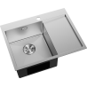 Mexen Exar chiuvetă de oțel inoxidabil cu 1 compartiment, stânga, cu scurgător 620 x 480 mm, inox - 6431621005L-01