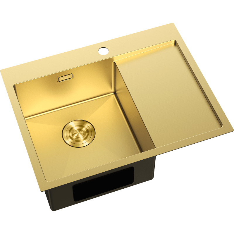 Mexen Exar chiuvetă din oțel inoxidabil cu o singură cuvă și picurător stânga 620 x 480 mm, auriu - 6431621005L-55