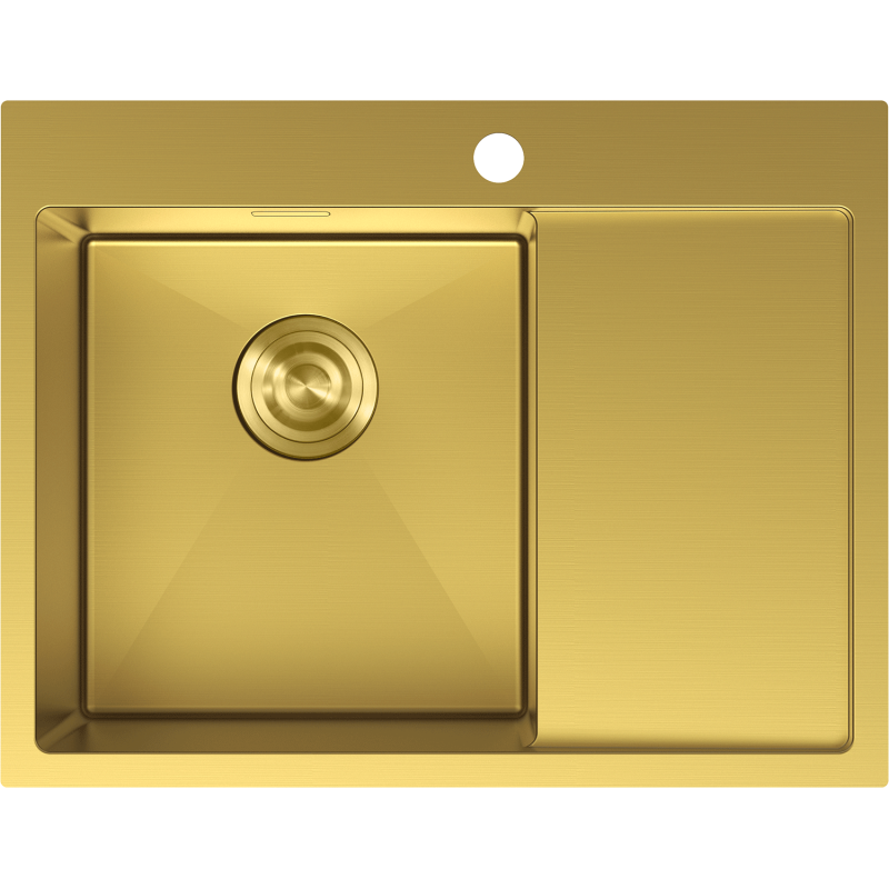 Mexen Exar chiuvetă din oțel inoxidabil cu o singură cuvă și picurător stânga 620 x 480 mm, auriu - 6431621005L-55