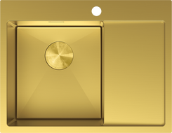 Mexen Exar egykamrás bal oldali rozsdamentes mosogató csepptálcával 620 x 480 mm, arany - 6431621005L-55