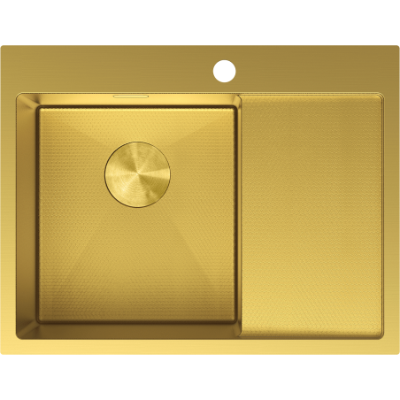 Mexen Exar acél mosogató, egykamrás, csepegtetőszárítós, balos, 620 x 480 mm, arany HC - 6431621005L-55HC