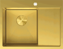 Mexen Exar acél mosogató, 1 rekeszes, bal oldali csepegtetővel, 620 x 480 mm, arany HC - 6431621005L-55HC